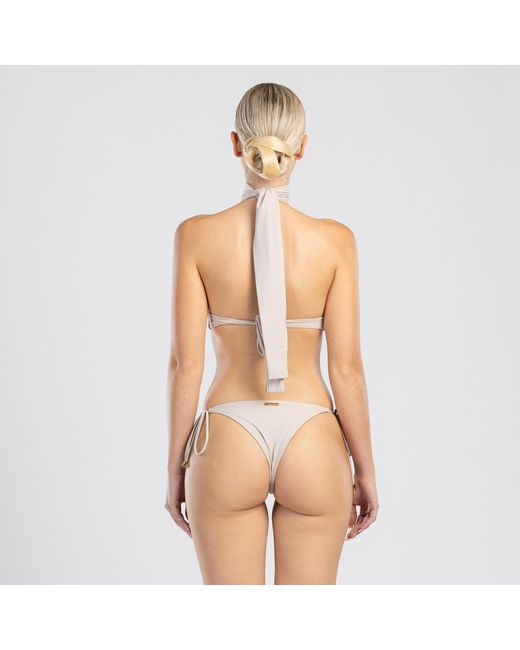 ANTONINIAS Multicolor Neutrals Cynosure Cut-Out One-Piece Swimsuit With Accents And Front Zip
