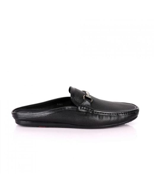 DAVID WEJ Black Soft Leather Slip On Loafers With Buckle – for men