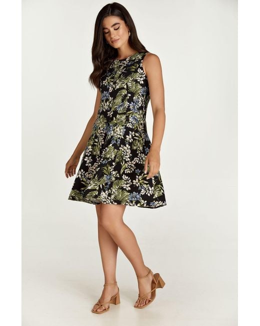 Conquista Green Floral Cloche Dress