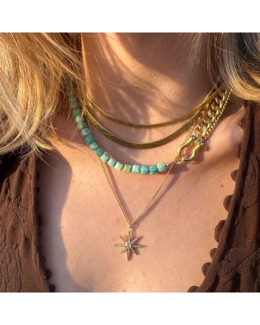 Rachel Nathan Metallic Shackle Duo: Amazonite Cubes Necklace