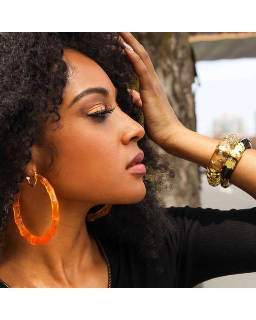 Gold & Honey Metallic Xl Bamboo Hoop Earrings