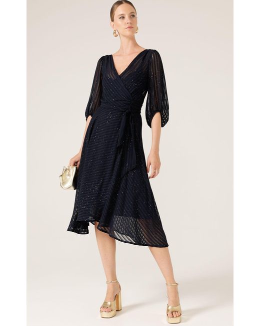 SACHA DRAKE Blue Vivienne Wrap Dress
