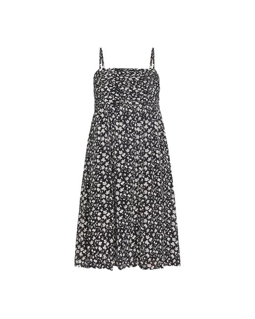 REISTOR Black Ruched Strappy Mini Crepe Dress