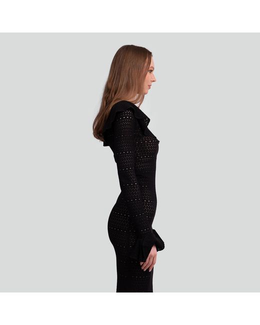 Maui X Lolita Black Madonna Lace Knit Ruffled Dress