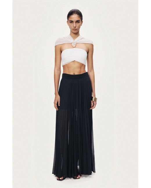 Nocturne White Strapless Draped Bustier Top