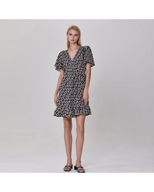 Smart and Joy Black Fit-And-Flare Graphic Print Short Dress