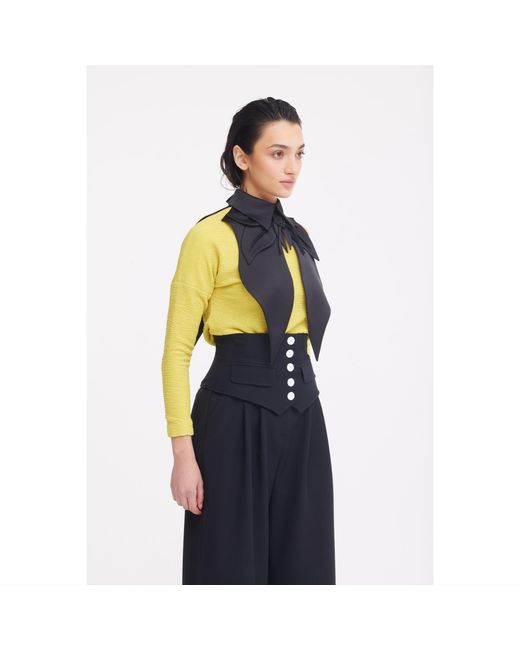 Julia Allert Black Oversized Satin Bib Collar