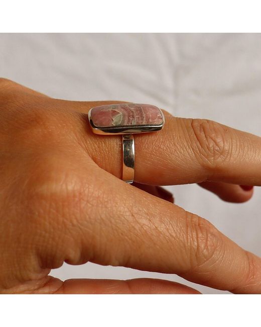 FV Jewellery Pink La Stèle Rhodochrosite & Rectangle Ring