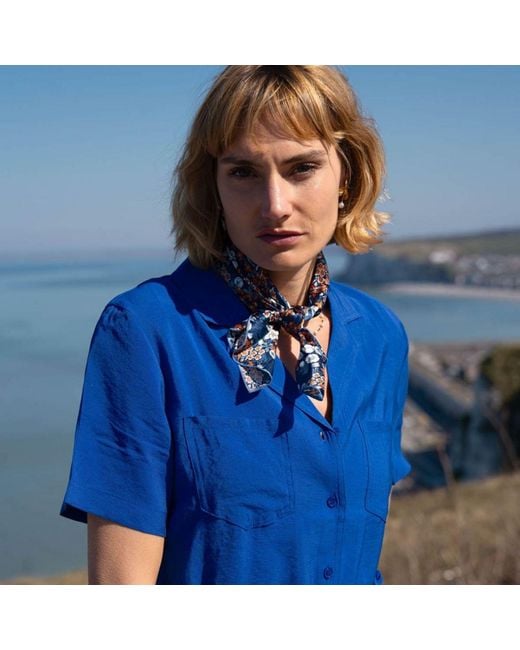 LE COLONEL Blue Liberty Primrose Silk Square