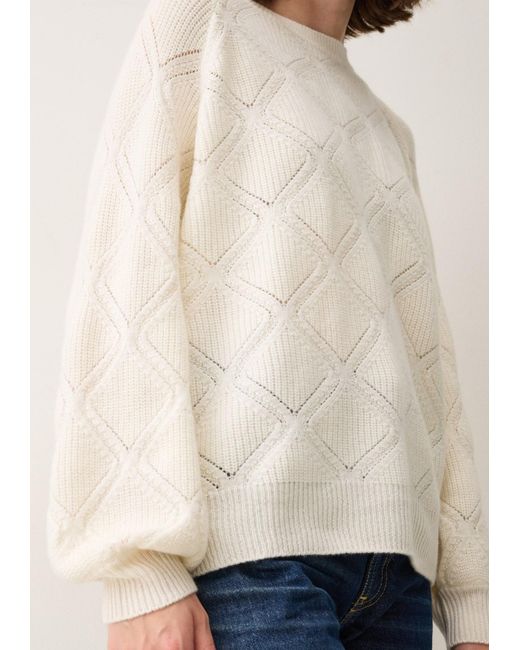 Loop Cashmere White Diamond Stitch Sweater