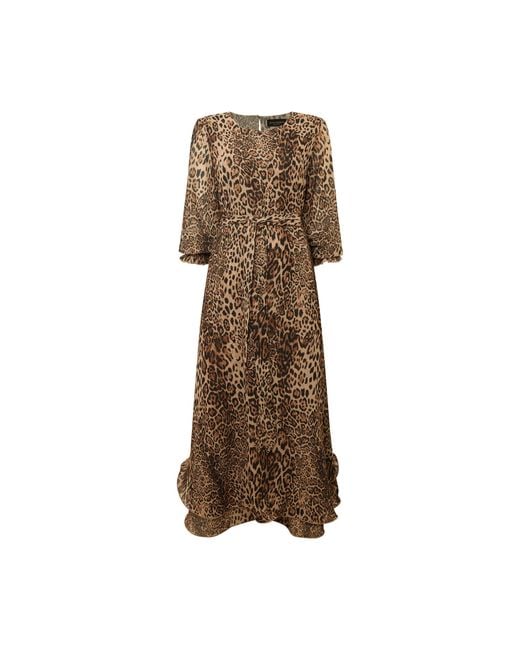 James Lakeland Natural Maxi Leopard Wave Hem Dress