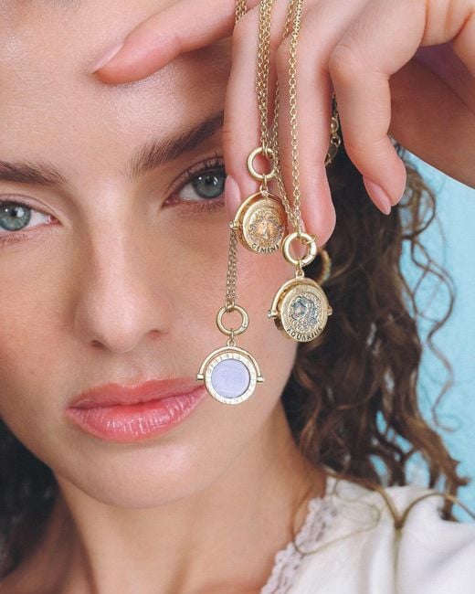 Fable England Metallic Libra Zodiac Spinner Necklace