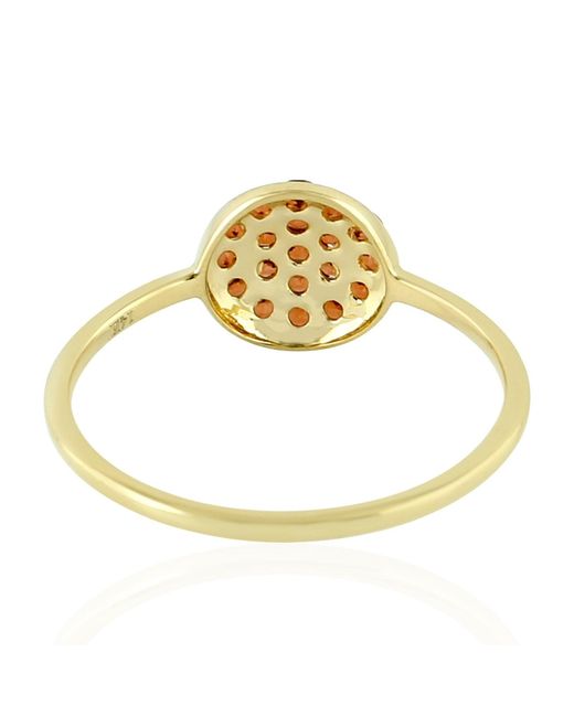 Artisan Metallic 14k Yellow Gold With Pave Garnet Gemstone Stackable Ring Jewelry