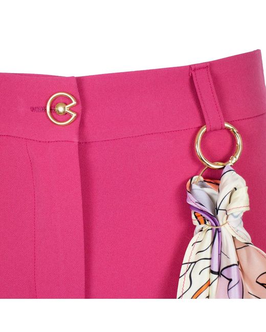 Lalipop Design Pink Wide Leg Tailored Cropped Fuchsia Pants
