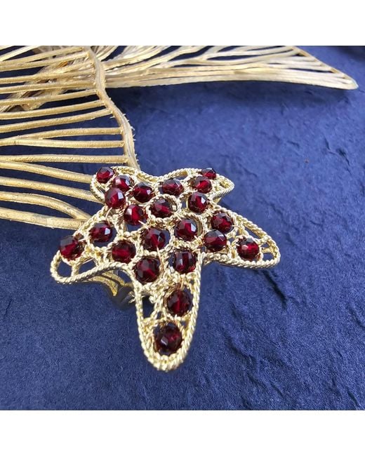 Farra Brown Garnet Stone Star Shaped Ring