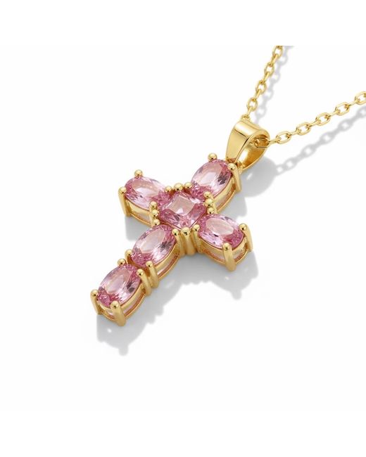 Vicky&Nico Pink Crystal Cross Necklace