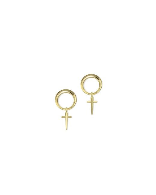 Argento Vivo Metallic Mini Drop Cross Earrings