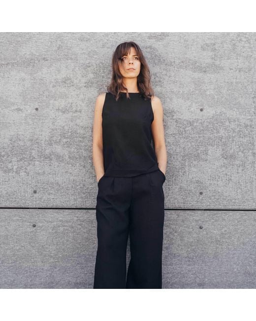 Oh!Zuza Black Echo Viscose Top With Wide Straps –