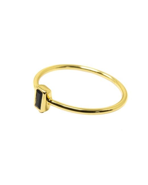 NASI SILVER Metallic Level Baguette Ring- Onyx