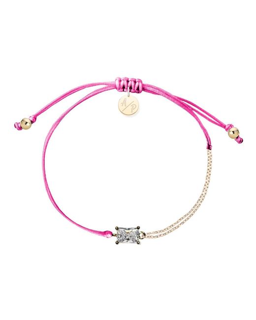 Adriana Pappas Designs Pink Cz Emerald Cut Bracelet On Colored Cord