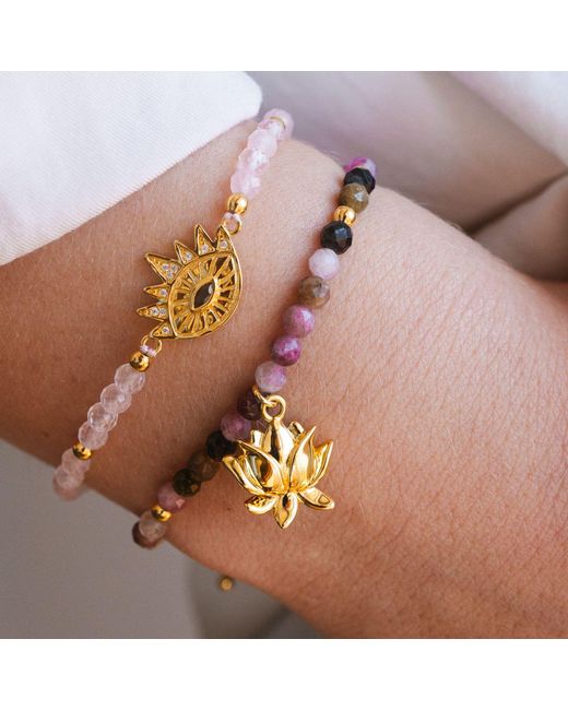 Seven Saints Metallic Strength Of Spirit, Rising Lotus Tourmaline Bracelet, Over Sterling