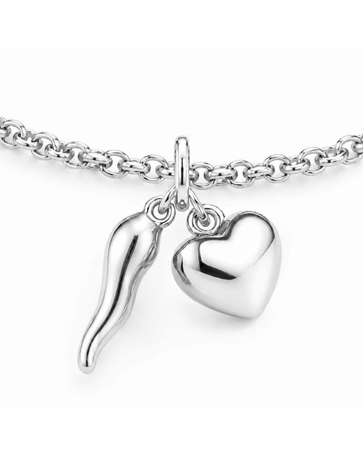 Unaloe Metallic Sterling Italian Horn & Heart Bracelet – Symbolic Lucky Charm Jewelry For Handmade