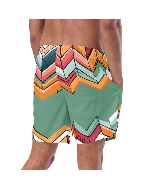 Anchor and Crew Blue Vibrant Motif Pattern Recycled Fabric Swim Shorts for men