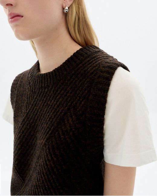 Thinking Mu Wool Knit Kaia Vest in Brown | Lyst UK