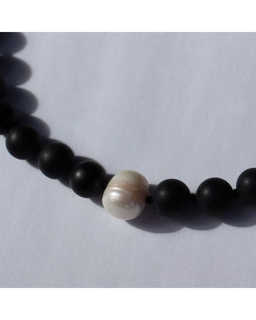 FV Jewellery Blue Onyx, Pearl & Fob Necklace