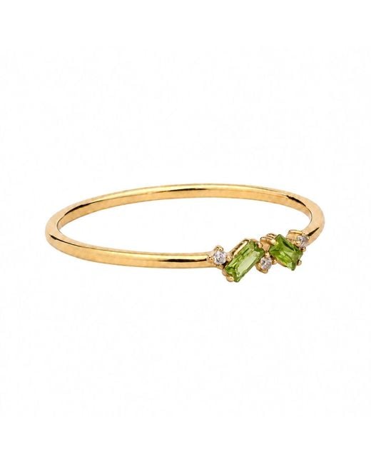 Belinda Jewelz Metallic Peridot Double Baguette Birthstone Ring