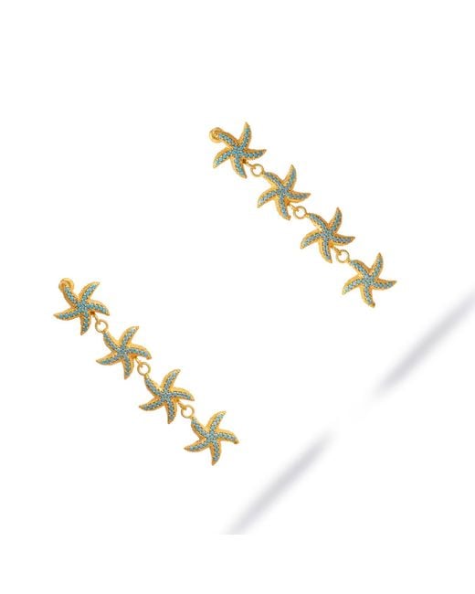 Ebru Jewelry Metallic Starfish Cascade Dangle Earrings