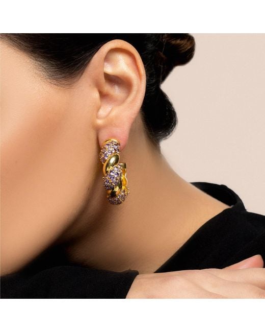 Lavani Jewels Metallic Purple & Gold Plated Paramount Hoops