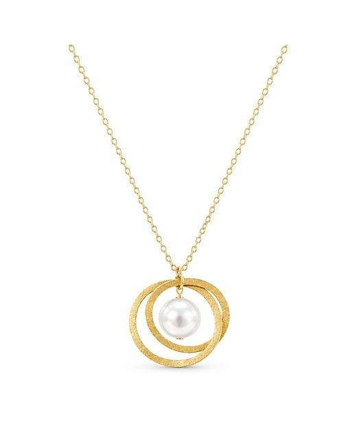Pearl Code Metallic Univers Baroque Pearl Necklace — -Filled Double Circle Pendant