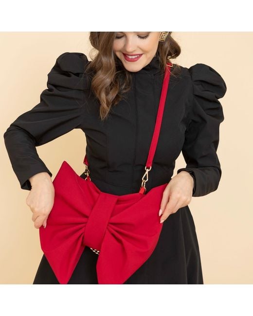 RainSisters Red Bow Clutch Purse