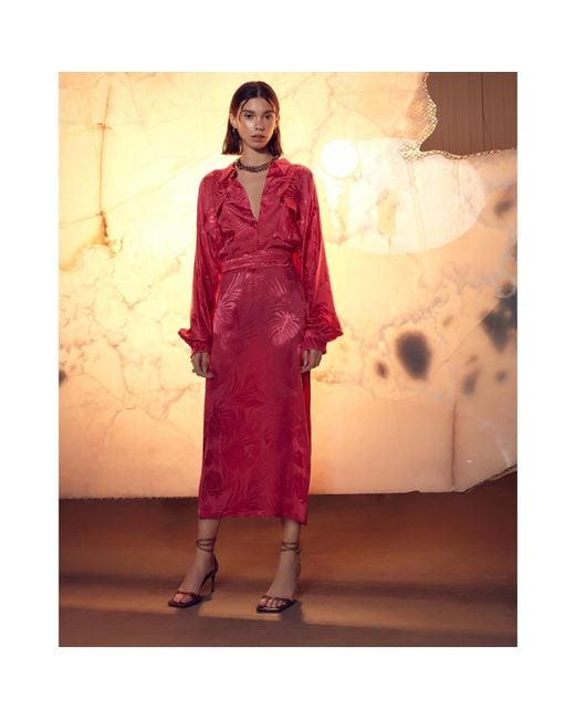 NAZLI CEREN Pink Cassin Jacquard Shirt Dress