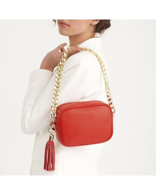 Apatchy London Red The Tassel Scarlet Leather Crossbody Bag