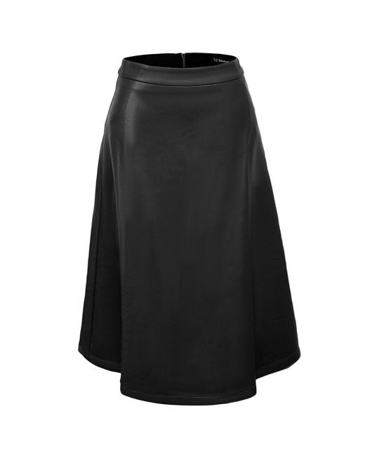Smart and Joy Black Pu Trapeze Skirt