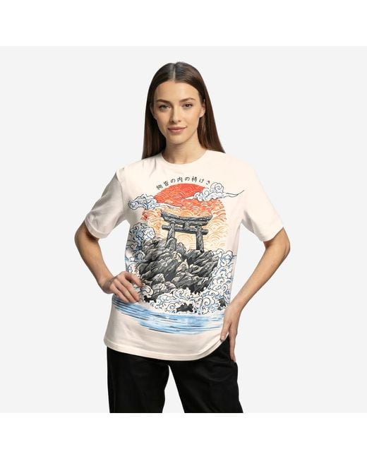 Aloha From Deer Multicolor Neutrals Torii Gate Oversize T-Shirt