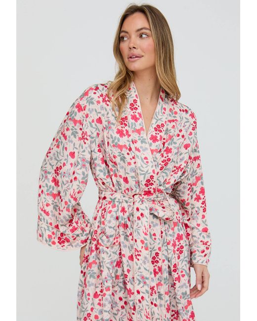 Lily and Lionel Pink Neutrals Corina Kimono Style Jasmine Print Robe