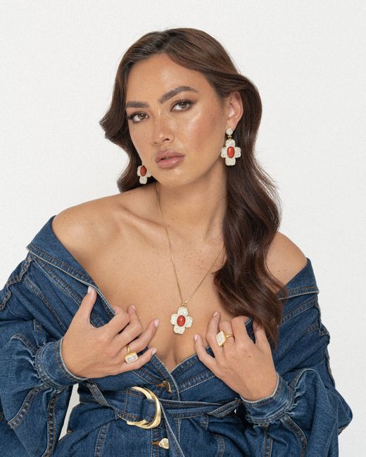 Ornare the Label Metallic Pippa Earrings – Coral