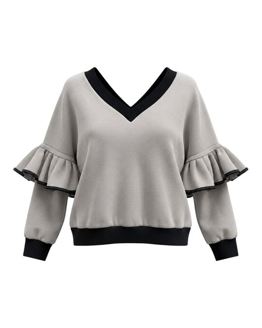BEIRA Gray Victoria Ruffle Sleeve Sweatshirt –