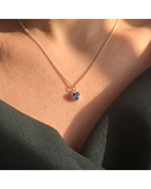 Harfi Blue Mini Heart Topaz December Birthstone Necklace
