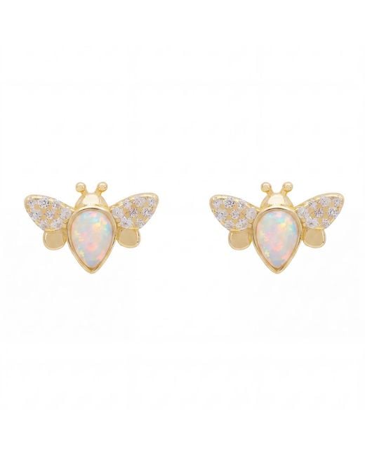 Latelita London Metallic Busy Bee Opal Stud Earrings