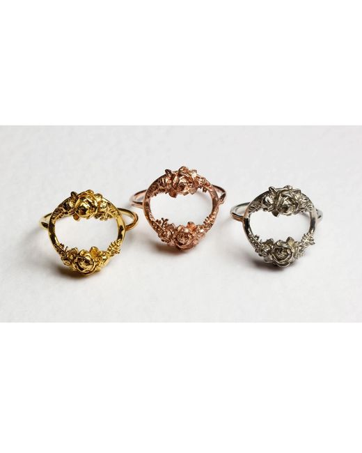 Lee Renee Multicolor Rose Halo Ring- Rose Gold