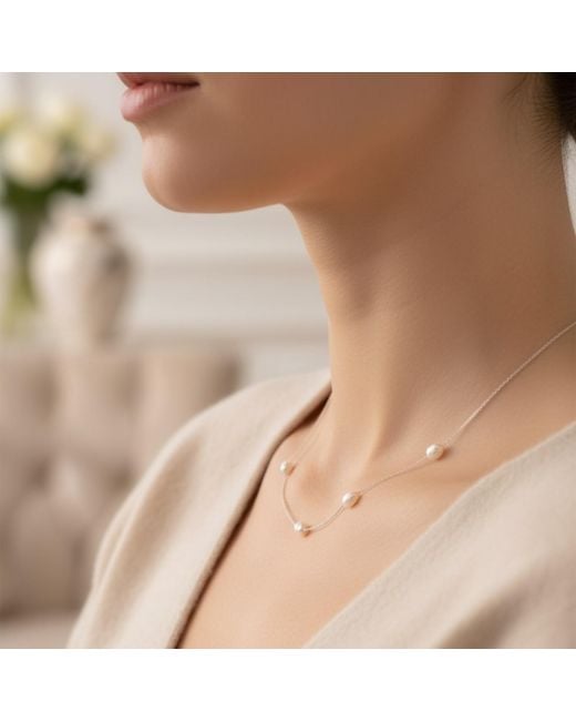 Latelita London Metallic Neutrals Solid 14K Natural Spaced Pearl Necklace
