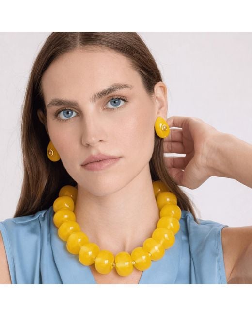 Michael Nash Jewelry Yellow Rosamund Ochre Resin Pierced Earrings
