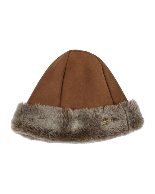 Owen Barry Brown Sheepskin Beanie Hat Ottoman Tan Deane By