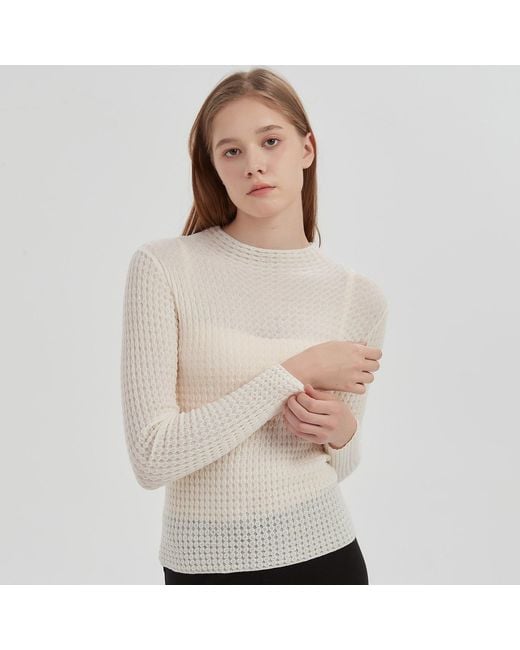 NUAJE NUAJE Gray Textured Merino Wool Mock Neck