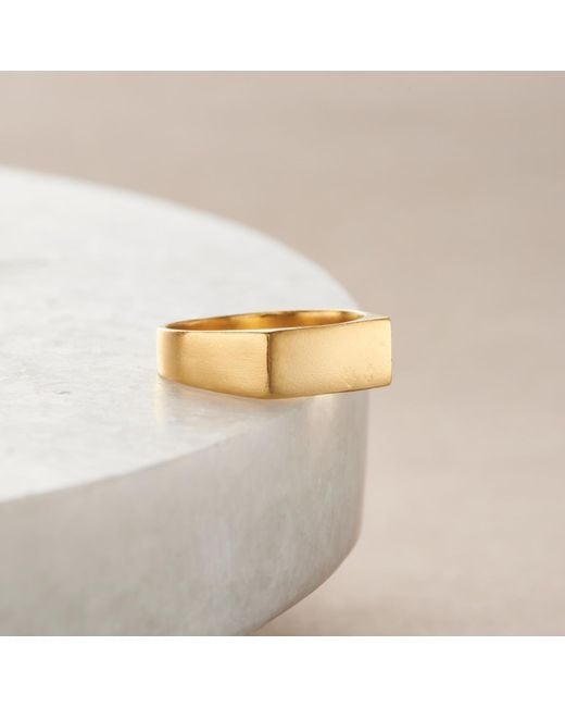 Posh Totty Designs Metallic Yellow Gold Plated Rectangle Signet Ring
