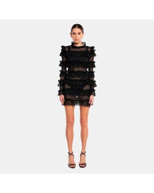 OW Collection Black Grace Ruffle Dress